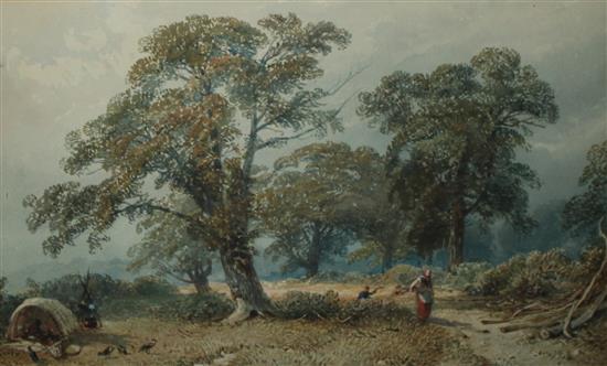William Collingwood Smith (1815-1887) A gypsy camp at Tooting Common, 12.5 x 20in.